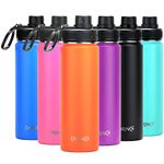 DRINCO Stainless Steel Water Bottle Spout Lid Vacuum Insulated Double Wall Water Bottle Wide Mouth (40oz 32oz 22oz 18oz 14oz) Leak Proof Keep Cold Sport Camping Hiking (22 oz, 22oz Orange)