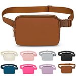 Invool Bum Bag for Women Men, Fanny Pack with Adjustable Straps Crossbody Fashion Waist Pack, Running Belt Bag for Travel Workout Cycling Hiking (Brown)