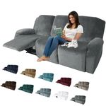 MAXIJIN 8 Pieces Recliner Sofa Covers, Stretch Velvet Reclining Couch Covers for 3 Cushion Furniture Covers, Thick, Soft, Washable Reclining Sofa Slipcovers (Sofa Recliner, Dark Gray)