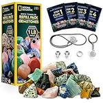 NATIONAL GEOGRAPHIC Rock Tumbler Refill – 453g Mix of Rough Gemstone Rocks for Rock Polishers, Includes 5 Jewellery Fastenings and Rock Polishing Grit, Works with All Rock Tumblers