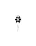 abhooshan 92.5 Sterling Silver Light Weighted Clip On Faux Nose Pin CZ Stones Nose Pin without Piercing for Girls and Women | With Certificate of Authenticity (Designer Black Zirconia Flower)