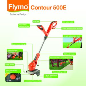 Flymo Contour 500E Electric Grass Trimmer & Edger – 500W, 25cm, Orange