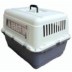 KittuPet Heavy Duty Pet Travel Cage - Plastic Flight Cage for Pets (Grey - White) (40 inch Flight cage)