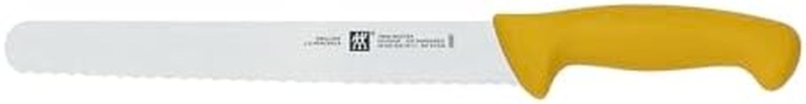 ZWILLING Twin Master 9.5" Carving Knife with Scalloped Edge| 57 Rockwell Hardness | Ergonomic Non-Slip Synthetic Resin Yellow Handles with Enclosed Tang |Made in Spain