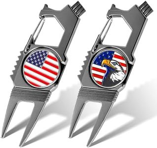 GKandi 7-in-1 Golf Divot Tool with Ball Marker Value 2 Pack, Green Repair Tool Multi-Use Fixer for Pitch Mark with Clip, Premium Golf Accessories for Men Ladies (Black)