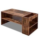 OBERICOL Coffee Table, Side Table Functional End Table with Shelves (Vintage)