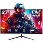 FYHXele Gaming Monitor, 27 Inch 1440P 180Hz PC Monitor, 2K QHD 1ms Fast IPS Computer Monitor, HDMI/USB C/DP Vertical Monitor for Office and HOM, Eye Care, VESA Mount, Black