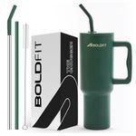 Boldfit Tumbler Bottle with Lid and Straw 1.2L Stainless Steel Water Tumbler | Leakproof Travel Mug with Handle & Reusable Straw Sipper with Cleaning Brush 1200ml