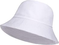 ZRWASKA® Unisex Bucket Hat Reversible Mens, Womens Cotton Fisherman Hats for Hunting, Camping, Hiking, Travelling, Fishing, Football Summer Sun Hat Plain Colours Size 56-58cm (White)