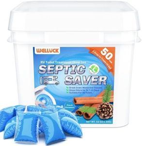 WELLUCK 50 Packs RV Toilet Treatment Drop Ins, Black Tank Deodorizer for Camper, Marine Portable Toilet, Break Down Waste and Tissue, Septic Tank Treatment, Kit for 50 Week (Pine&Cinnamon)