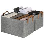 GRANNY SAYS Storage Baskets for Shelves, Pack of 2 Grey Storage Bins with Metal Frame, Clothing Wardrobe Storage Basket Bins with Handles, Bac de Rangement, Closet Organizers and Storage for Clothes