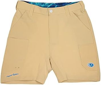 Mossy Oak Fishing Shorts for Men Quick Dry Flex, Pale Khaki, X-Large
