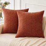 MIULEE Pack of 2 Fall Burnt Orange Throw Pillow Covers 18x18 Inch Soft Chenille Pillow Covers for Sofa Living Room Couch Solid Dyed Cases