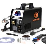 HZXVOGEN MIG Welder Machine, 4 in 1 185A Multiprocess Gas/Gasless/Lift TIG/Stick Welder, 110/220V IGBT Synergic Control Flux Core Welders Portable MMA/Arc Welding Machine, Color Digital Display MIG185