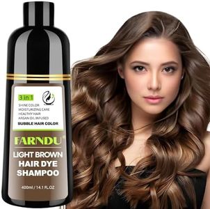 DYEING 221 BC FARNDU Light Brown Hair Dye Shampoo for Gray Hair Coverage - 3 In 1 Natural Hair Color Shampoo for Women & Men, Champu Para Canas Mujer