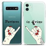 Cavka Matching Couple Cases Compatible with Apple iPhone 11 Cool Partners in Crime Silicone Pair Cover Mate Clear Best Friend BFF Gift Girly Love Teen Cute