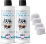 Keurig Compatible Descaling Solution (2 Bottles, 4 Uses Plus 4 Filters) - Universal Descaler Cleaner Concentrate Kit Compatible With All Keurig 1.0 & 2.0 K-Cup Pod Machines and Espresso Machines