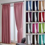 John Aird Thermal Energy Saving Blackout Tape Top Curtains - Matching Tiebacks Included (Pink, 229 x 183cm (90"x 72"))