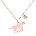 Girls Horse Necklace, Dainty Horse Jewelry for Girls Initial Necklace, Stainless Steel Kids Heart Initial Necklace Horse Girl Horse Pendant Letter Necklace Horse Gifts for Teen Girls Horse Lovers, Stainless Steel, Cubic Zirconia