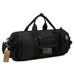 ArcEnCiel Small Tactical Duffle Bag Men Gym Pack Molle Shoulder Bags Shoes Storage Sports Handbag with Patch (Black)