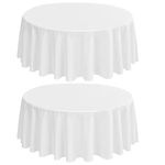 LYAFS 2 Pack Round Tablecloth 90 Inch - White Polyester Table Cloth for Round Table, Premium Stain and Wrinkle Resistant Washable Fabric Table Cover for Wedding Party Banquet Restaurant Reception