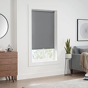 ECLIPSE Arbor Total Privacy Blackout Cordless Window Roller Shade for Living Room, 34 in x 72 in, Grey