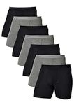 Comfneat Men's 7-Pack Boxer Briefs Soft Stretchy Cotton Elastane Comfy Underwear (Black+Dark Grey Melange 7-Pack, S)