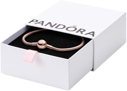 PANDORA Moments Snake Chain Bracelet - Compatible Moments Charms - Rose Gold Charm Bracelet for Women - Gift for Her Rose - With Gift Box - 8.3"