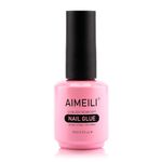 AIMEILI Nail Glue for Acrylic Tips Extra Strong Nail Bond Glue Brush On Clear Gel Adhesive Glue for Stick On Soft Gel Tips, Acrylic Nails, False Nails & Tips, UV LED Cure Needed