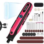 HARDELL Mini Cordless Rotary Tool, 4V Power Rotary Tool, 5 Speed Digital Display and Type-C Charging with 86 Accessories for Sanding, Engraving, Polishing, Drilling, Cutting, DIY Craft(Pink)