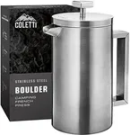 COLETTI Camping French Press – Large Insulated French Press Coffee Maker - Metal Camp Coffee Press/Pot – 10 CUP (42oz) – The Boulder (An American Press)