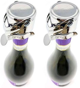Champagne Stoppers by Kloveo - Patented Seal - Made in Italy - Professional Grade WAF Champagne Bottle Stopper - Prosecco, Cava, and Sparkling Wine Stopper - Chrome, 2-Pack