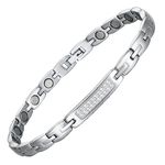 EnerCoppeX Magnetic Ankle Bracelet for Women, Stainless Steel Lymph Detox Anklet, 3500 Gauss Effective Magnet (SAC-1234SDW)