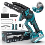 Sundpey 6-Inch Mini Chainsaw Cordless - 21V Mini Chainsaw with 2*2.0Ah Batteries, Handheld Electric Chainsaw with Safety Lock & 850W powerful Motor & Automatic Oiling, for Household, Garden, Courtyard