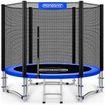 Monzana® 8ft Complete Trampoline Set | 244cm With Safety Net Access Ladder Edge Cover Spring Tool | Home Childrens Garden Outdoor | Blue Black