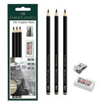 Faber-Castell 3 Count Pitt Graphite Matte Tin - 10B, 12B, 14B - Matte Black Graphite Pencils