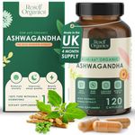 Organic Ashwagandha KSM-66® Extract - 120 Capsules 550mg 4 Month Supply - High Strength Supplement for Stress Relief Energy Boost Muscle Recovery Immune Support - Made in England by Reself Organics