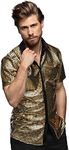 Boland - Shirt Disco, Gold, Shirt Disco Diamond, Men's Shirt Short Sleeve, Shirt for Men, top, Party Shirt for Carnival or Theme Parties