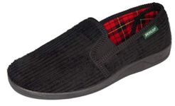 Men's Famous Dunlop BYRON Corduroy Slippers BLACK size 9 UK