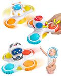 Vanmor Suction Cup Spinner Toys for Baby, 3Pcs Fidget Spinner Spinning Top Suction Toys for Bath Window High Chairs Plane Travel, Dimple Fidget Pop Up Sensory Toys for Toddlers 1-3 Birthday Gifts