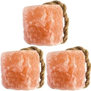 Organo Himalaya Himalayan Salt Lick On Rope 3.5-4 lb Each (Pack of 3) for Horses, Deer, Goats & Livestock | Natural, Mineral-Rich, Long-Lasting Salt Blocks