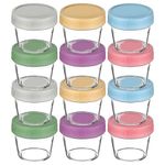 Aolso Baby Food Storage Containers, 12-Pack Glass Baby Food Containers, 100ML Weaning Freezer Pots with Airtight Lids, Freezer & Microwave Safe (Without Lid), Perfect for Infant & Toddler Food