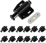 Magnetic Touch Latch 12pcs Heavy Duty Black Cabinet Drawer Magnet Catch Push to Open Magnetic Pressure Touch Release,（Screws Included）