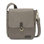 Travelon Anti-theft Courier Tour Bag Travel Tote, Stone Gray, 11.5 x 11 x 3, Travelon Anti-theft Courier Tour Bag