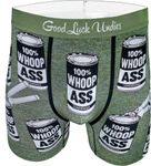 Good Luck Undies Men's Novelty Boxer Brief Underwear, Cans of Whoopass, Large