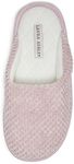 Laura Ashley Womens Plush Memory Foam Scuff Slippers, Fluffy Warm Micro Terry House Shoes, Comfy Slip On Bedroom Slipper, Vintage Pink/Large