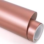 Holographic Chrome Satin Rose Gold Adhesive Craft Vinyl 12 Inch X 6 Feet for Cricut, Silhouette & Cameo,Silk Satin Rose Gold