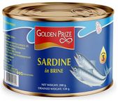 Golden Prize Sardine in Brine - Wild-Caught Sardines High Protein Ready-to-Eat Seafood - 200g (Pack of 24 Units)
