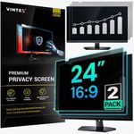 VINTEZ 24 Inch 16:9 Computer Privacy Screen Filter for Widescreen Monitor and Laptop - Anti-Glare - Anti-Scratch Protector Film - Data Confidentiality Shield [2 Pack]