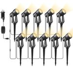 Svater Garden Spotlights Mains Powered, 32m 10-in-1 LED Landscape Lights 2W Warm White 3000K 27V IP65 Waterproof Outdoor Garden Lights Pathway Lighting for Lawn Yard, Patio,Driveway,Party